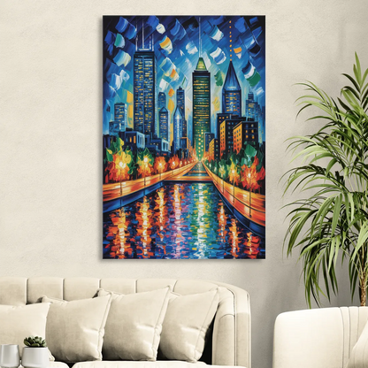 Montreal Skyline at Night Living Room - Canvas Wall Art