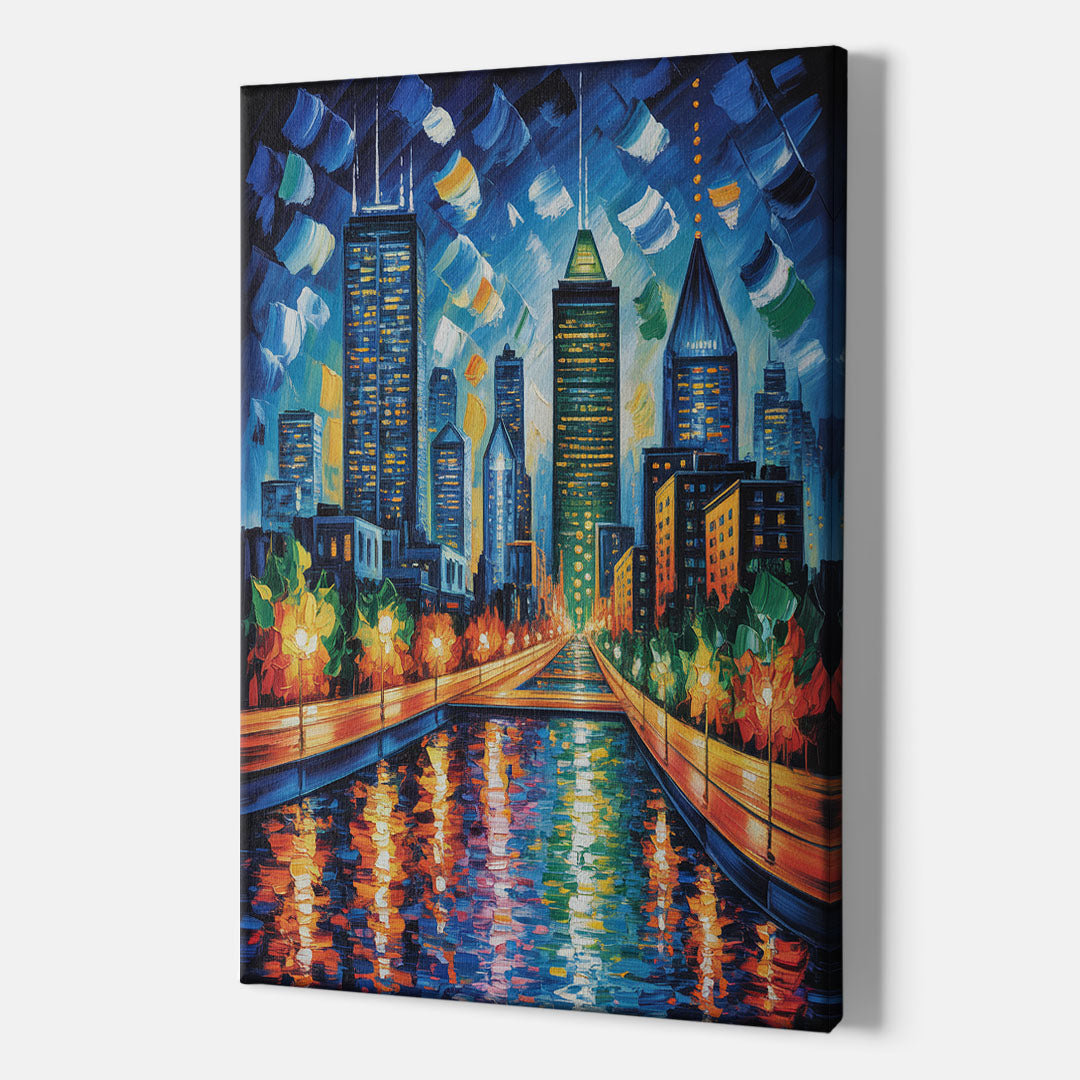 Montreal Skyline at Night - Canvas Print Art Sides