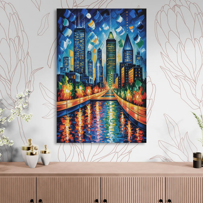 Montreal Skyline at Night Sitting Room - Canvas Wall Art