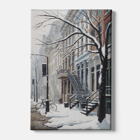 Montreal Snowy Streets - Canvas Wall Art
