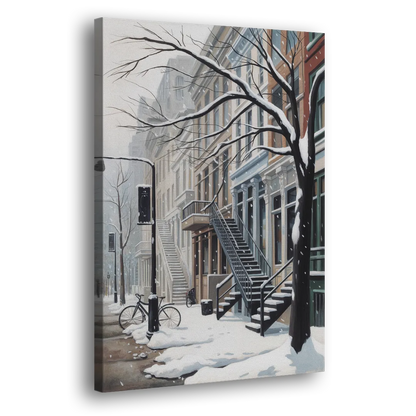 Montreal Snowy Streets Side - Canvas Wall Art