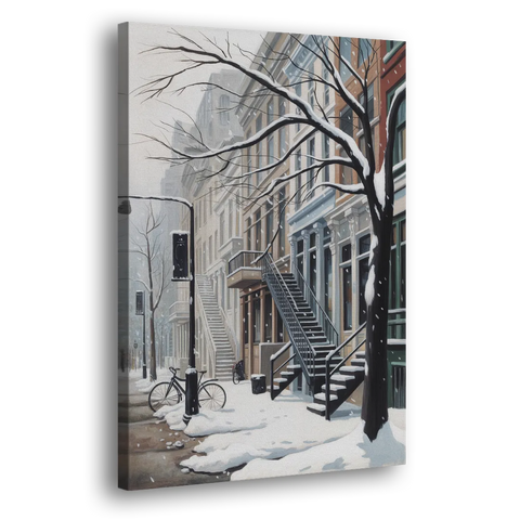 Montreal Snowy Streets - Canvas Wall Art