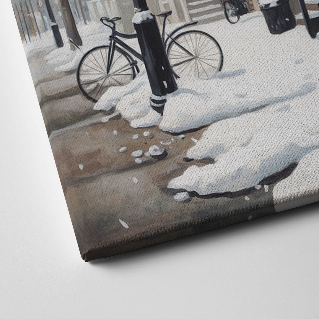 Montreal Snowy Streets Canvas Close Up