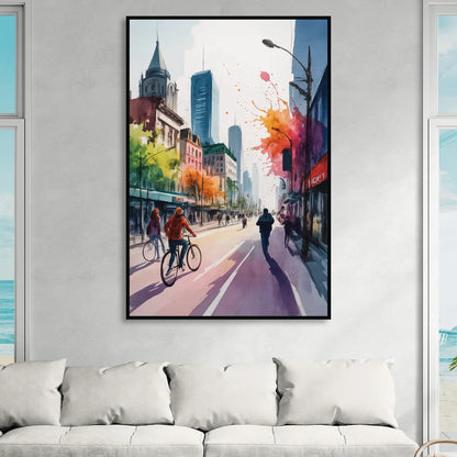 Montreal Street Life Sitting Room - Black Canvas Wall Art