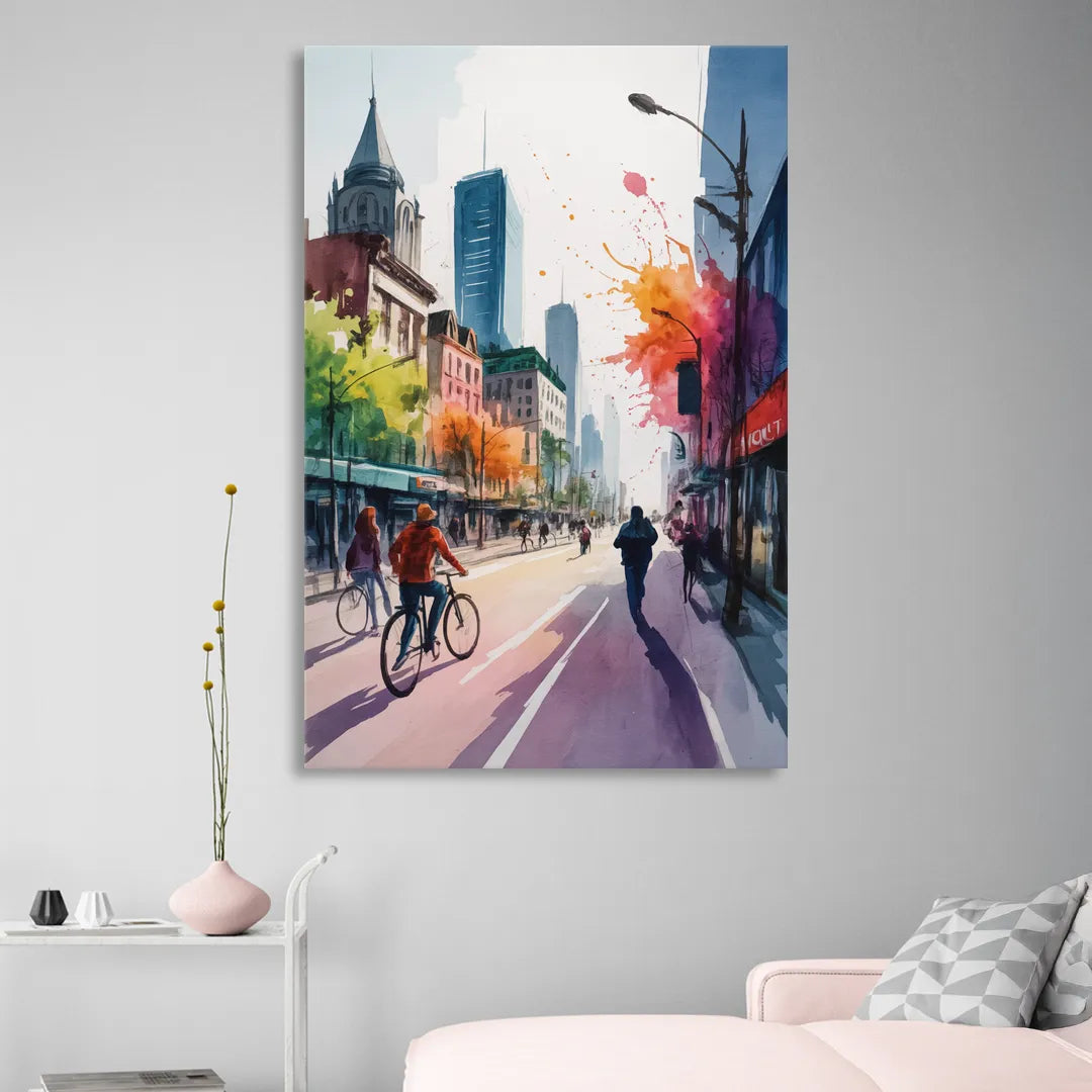 Montreal Street Life Sitting Room - Canvas Wall Art