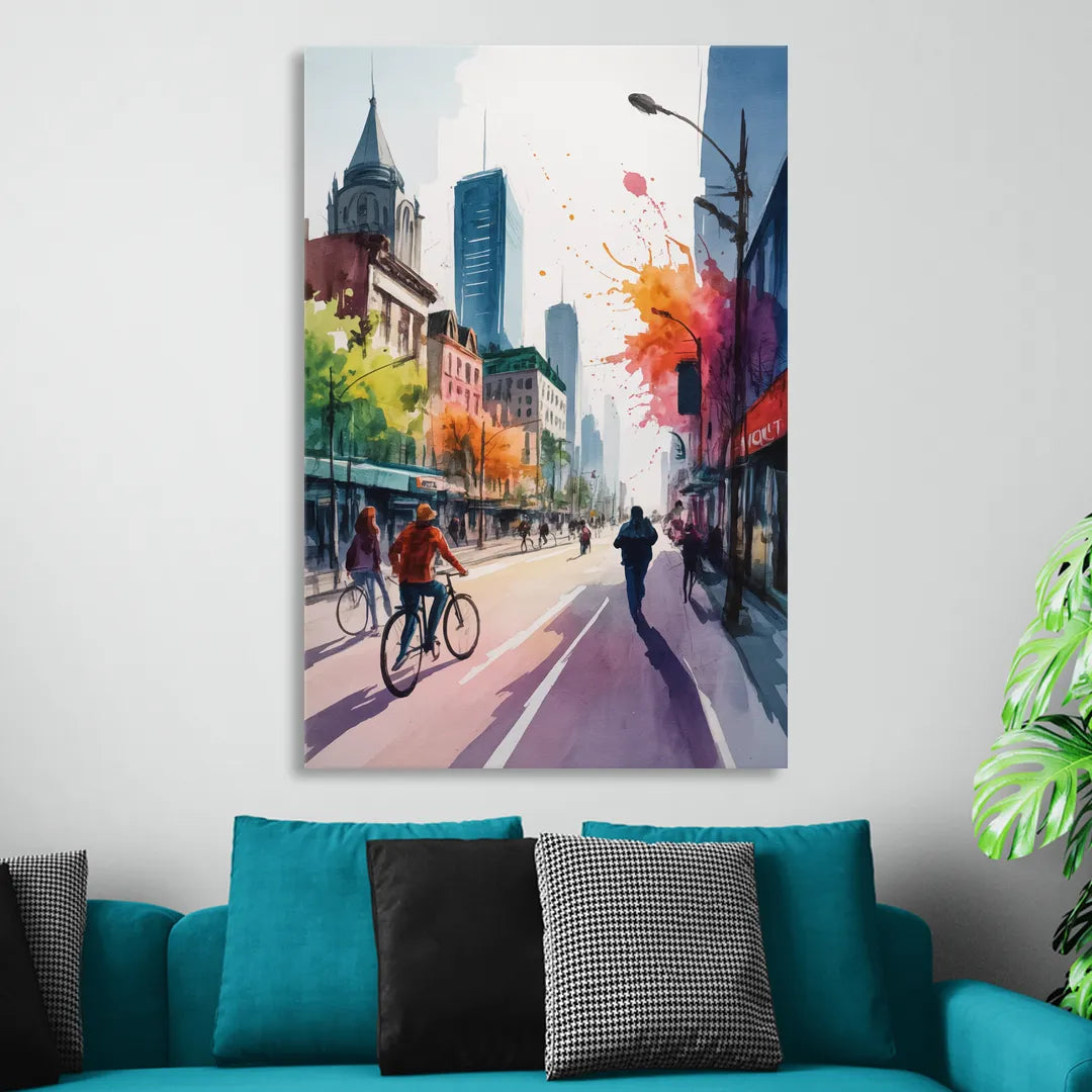 Montreal Street Life Living Room - Canvas Wall Art