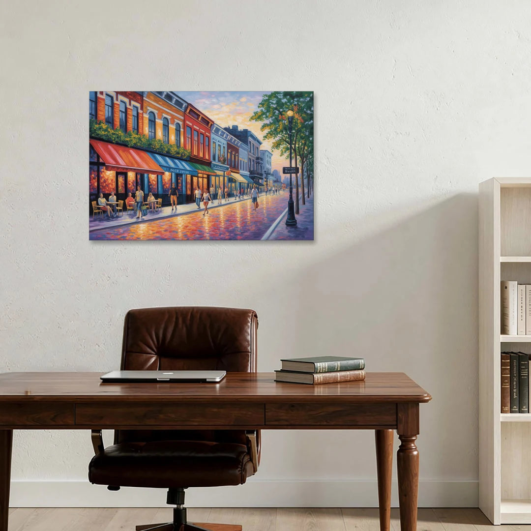 Montreal Summer Streets - Canvas Wall Art - Office - 36x24