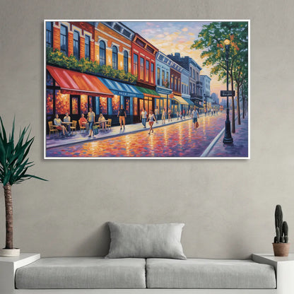 Montreal Summer Streets Sitting Room - White Canvas Wall Art