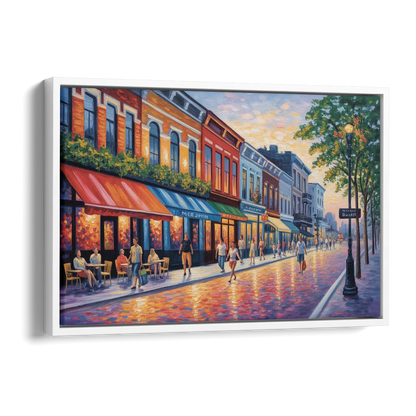 Montreal Summer Streets Side - White Canvas Wall Art