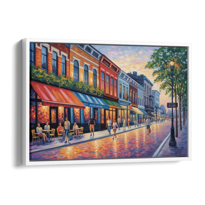 Montreal Summer Streets Side - White Canvas Wall Art