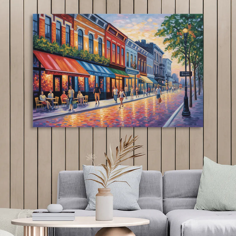 Montreal Summer Streets Living Room - Canvas Wall Art