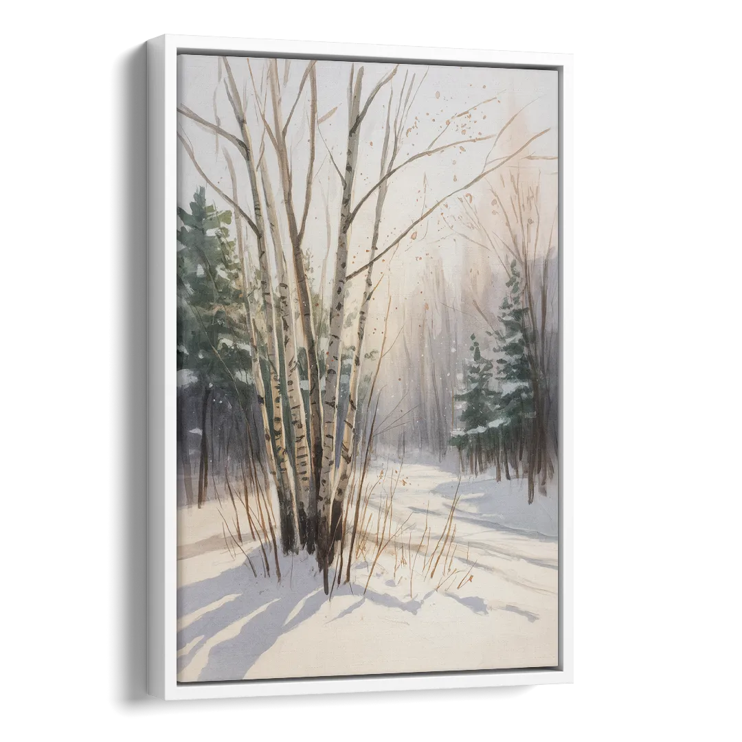 Montreal Winter Charm Side - White Canvas Wall Art