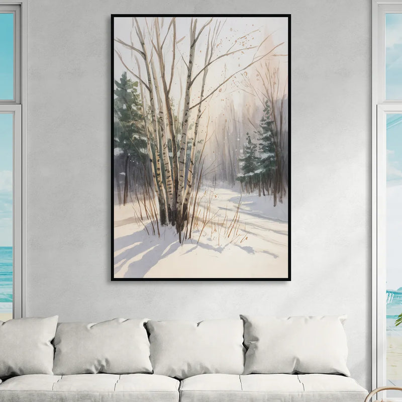 Montreal Winter Charm Living Room - Black Canvas Wall Art