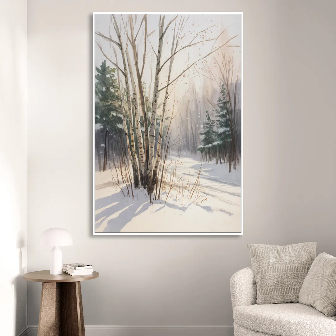 Montreal Winter Charm Sitting Room - White Canvas Wall Art