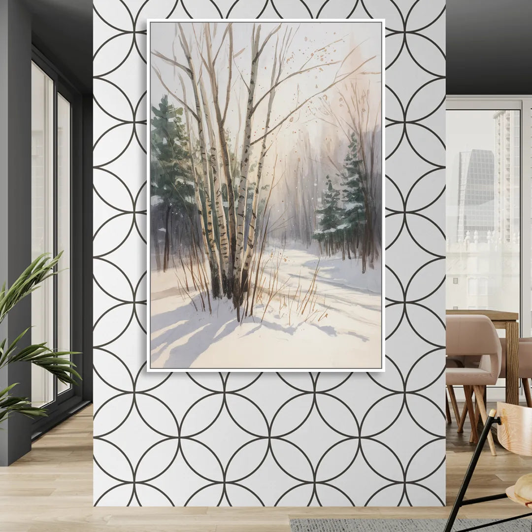Montreal Winter Charm Living Room - White Canvas Wall Art