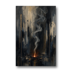 Moody Abstract Painting of Rising Smoke - Canvas Wall Art - Front