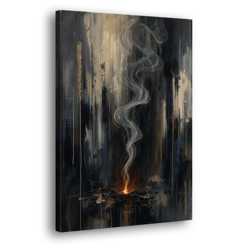 Moody Abstract Painting of Rising Smoke - Canvas Wall Art - Side