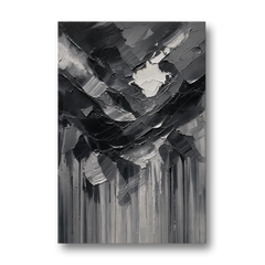 Moody Abstract Storm Tear in Charcoal Impasto - Canvas Wall Art - Front