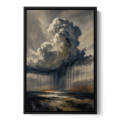 Moody Abstract Thunderhead with Bronze Vein for a Men's Office - Black Framed Canvas Wall Art - Front