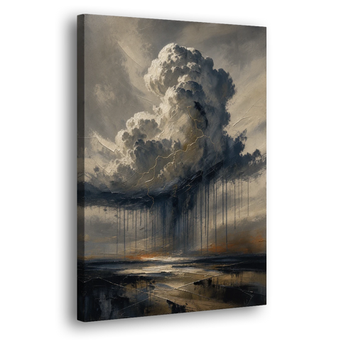 Moody Abstract Thunderhead with Bronze Vein for a Men's Office - Canvas Wall Art - Side