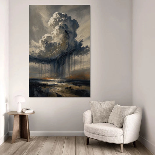 Moody Abstract Thunderhead with Bronze Vein for a Men's Office - Canvas Wall Art - Sofa - 40x60