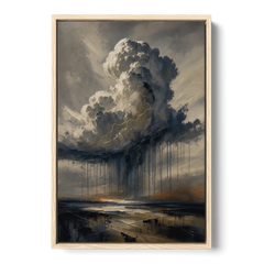 Moody Abstract Thunderhead with Bronze Vein for a Men's Office - Oak Framed Canvas Wall Art - Front