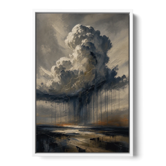 Moody Abstract Thunderhead with Bronze Vein for a Men's Office - White Framed Canvas Wall Art - Front