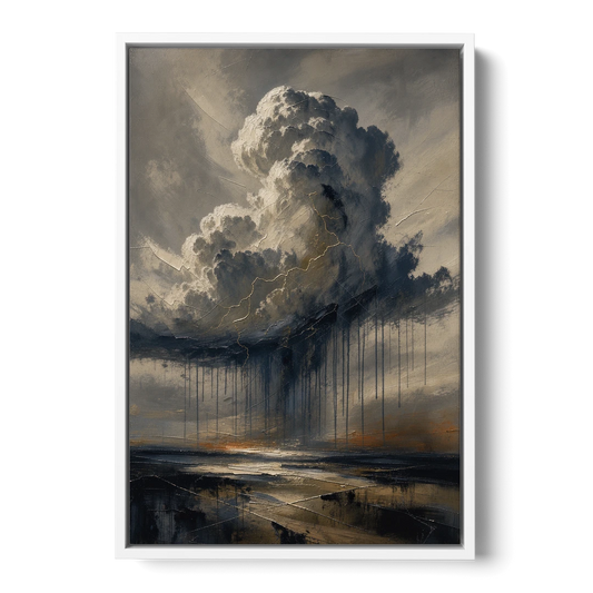 Moody Abstract Thunderhead with Bronze Vein for a Men's Office - White Framed Canvas Wall Art - Front
