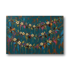 Moody Botanical Wall Art with Trailing Cream Blossoms - Canvas Wall Art - Front