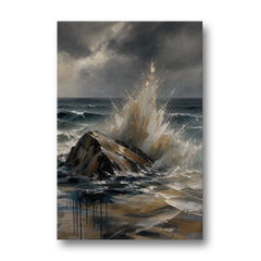 Moody Bronze Spray on Black Rock - Canvas Wall Art - Front