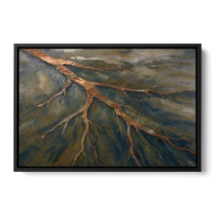 Moody Copper River Delta Abstract - Black Framed Canvas Wall Art - Front