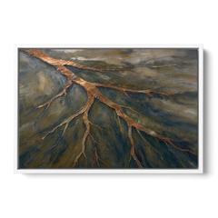 Moody Copper River Delta Abstract - White Framed Canvas Wall Art - Front