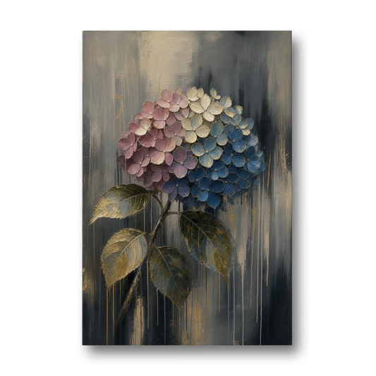 Moody Floral Wall Art of a Drooping Hydrangea - Canvas Wall Art - Front