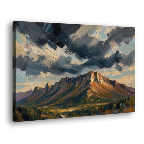 Moody Landscape Painting of the Storm Ridge - Canvas Wall Art - Side