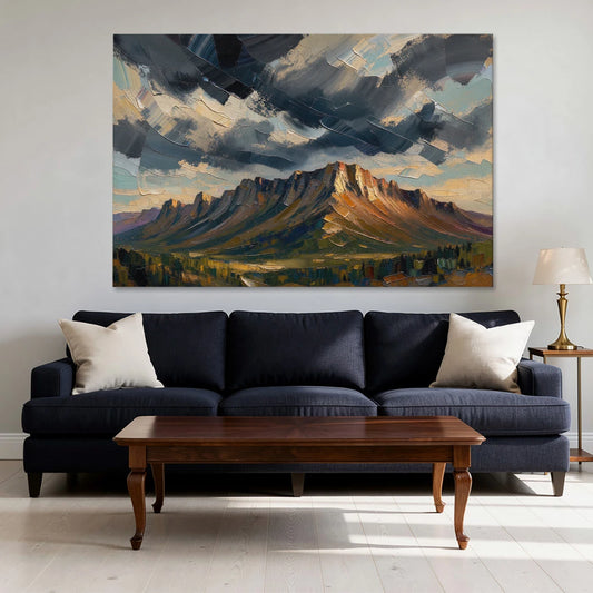 Moody Landscape Painting of the Storm Ridge - Canvas Wall Art - Sofa - 60x40