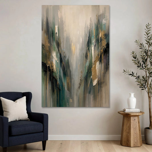 Moody Misty Green Ravine for the Bedroom - Canvas Wall Art - Sofa - 40x60
