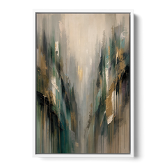 Moody Misty Green Ravine for the Bedroom - White Framed Canvas Wall Art - Front