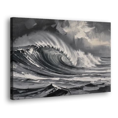 Moody Wall Art of a Breaking Storm Wave - Canvas Wall Art - Side