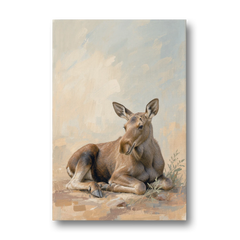 Moose Calf at Rest for the Modern Nursery - Canvas Wall Art - Front