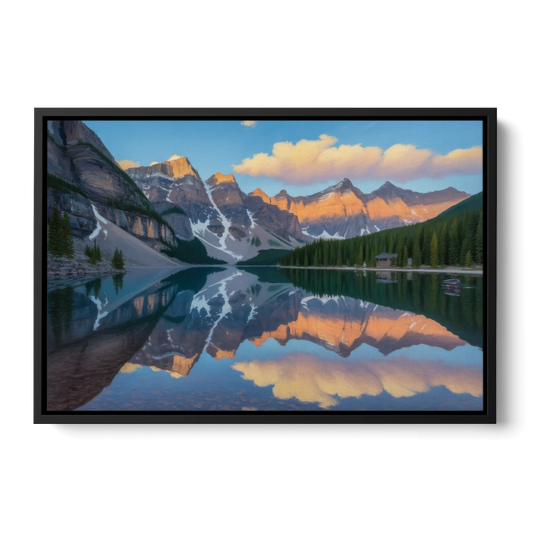 Moraine Lake Sunrise - Black Framed Canvas Wall Art - Front