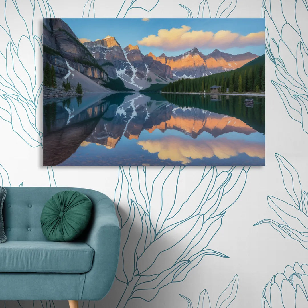 Moraine Lake Sunrise Sitting Room - Canvas Wall Art