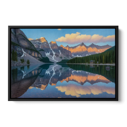 Moraine Lake Sunrise Front - Black Canvas Wall Art