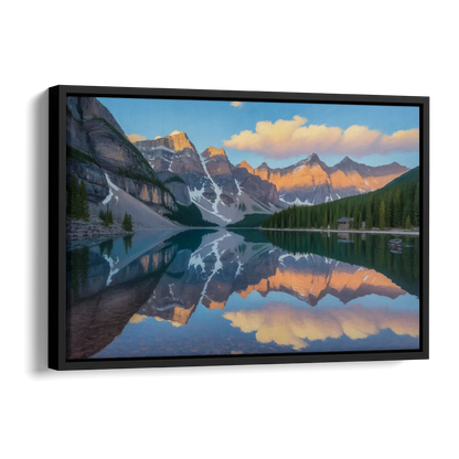 Moraine Lake Sunrise Side - Black Canvas Wall Art