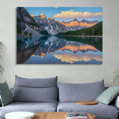 Moraine Lake Sunrise Living Room - Canvas Wall Art