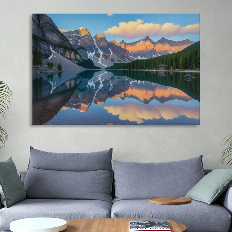 Moraine Lake Sunrise Living Room - Canvas Wall Art