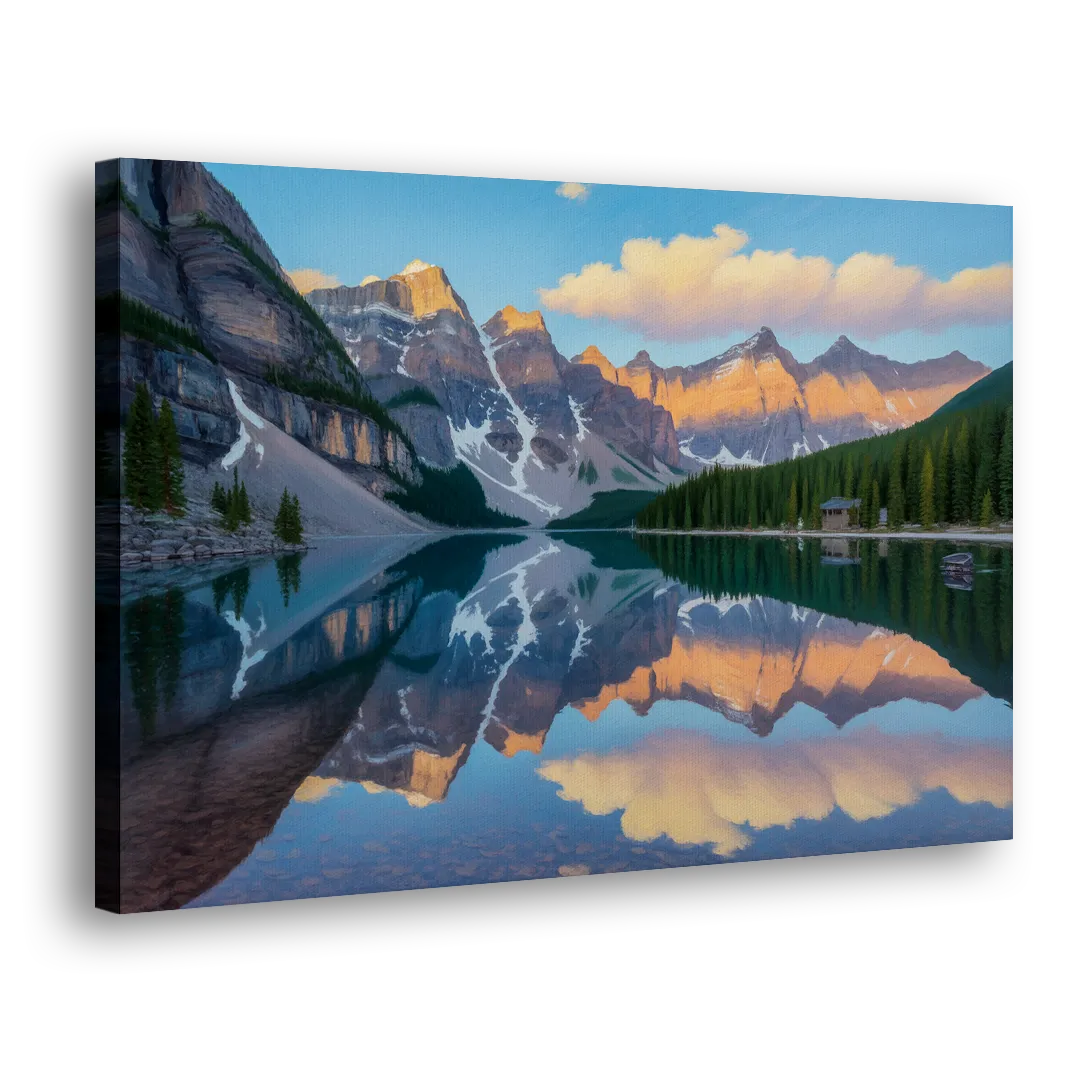Moraine Lake Sunrise Side - Canvas Wall Art