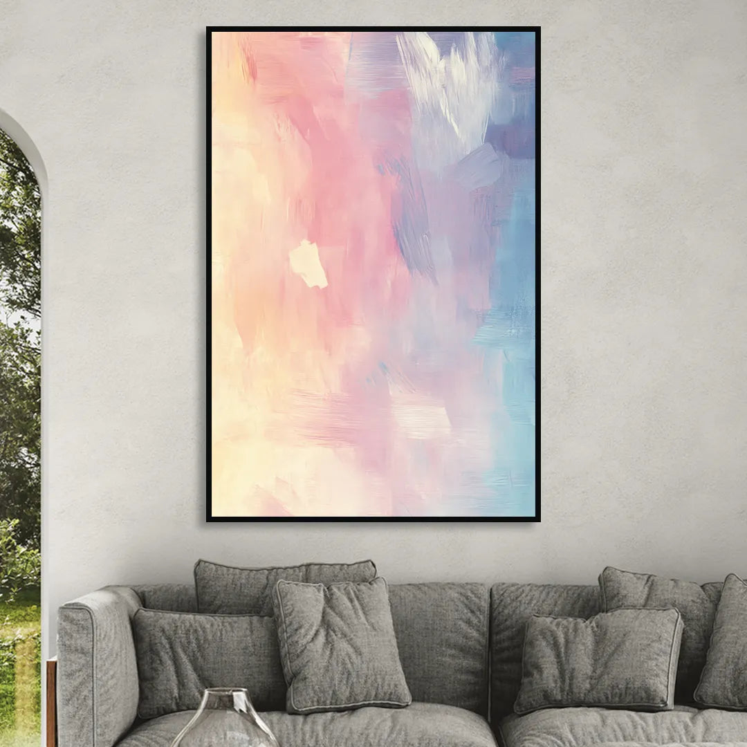 Morning Glow Living Room - Black Canvas Wall Art