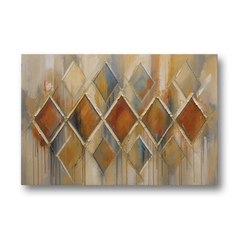 Moroccan Wall Art Diamond Lattice in Rust and Gold - Canvas Wall Art - Front
