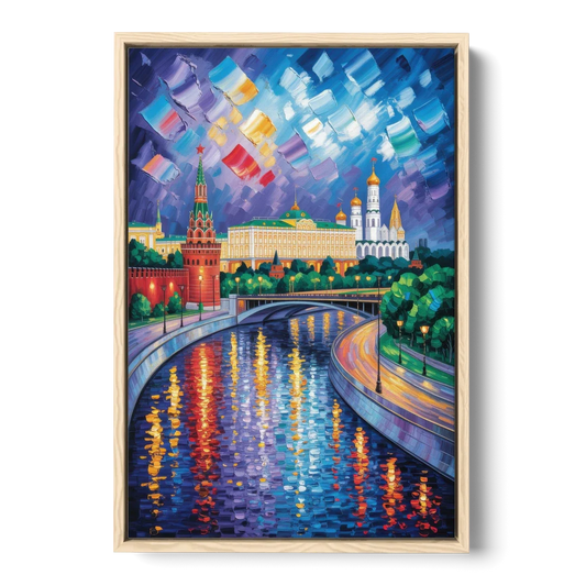 Moscow River Glimpse - Oak Framed Canvas Wall Art - Front
