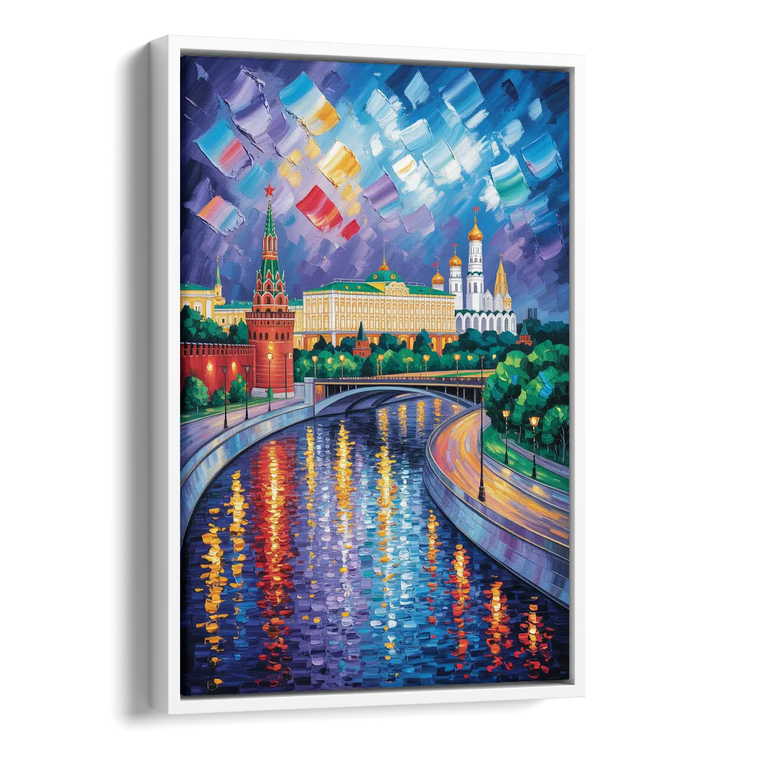 Moscow River Glimpse Side - White Canvas Wall Art